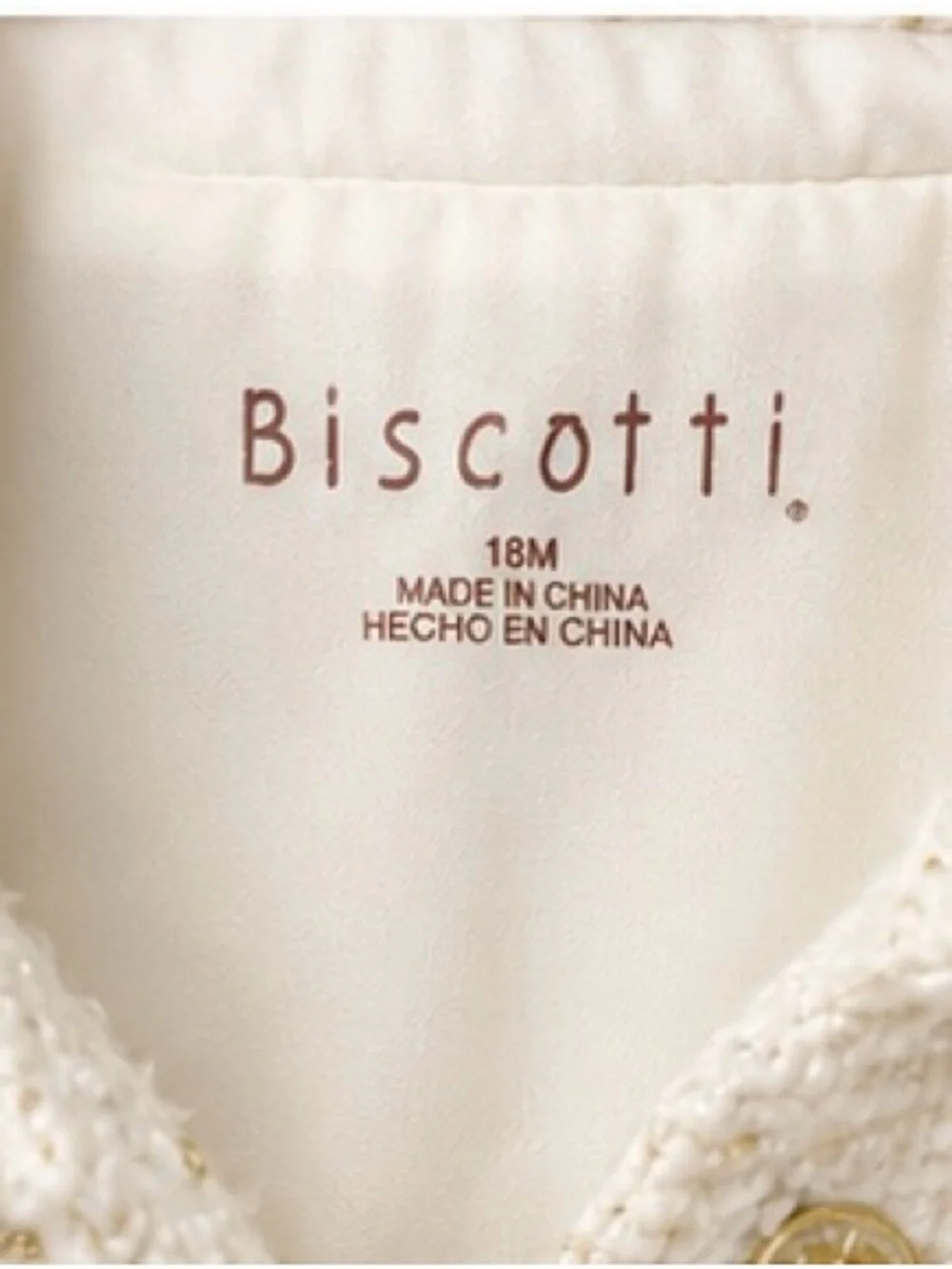 Biscotti Cream Tweed Girl's Coat with Gold Thread